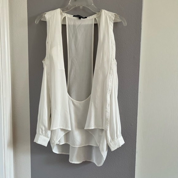 Foreign Exchange Cold Shoulder Button Front Top - Picture 2 of 9